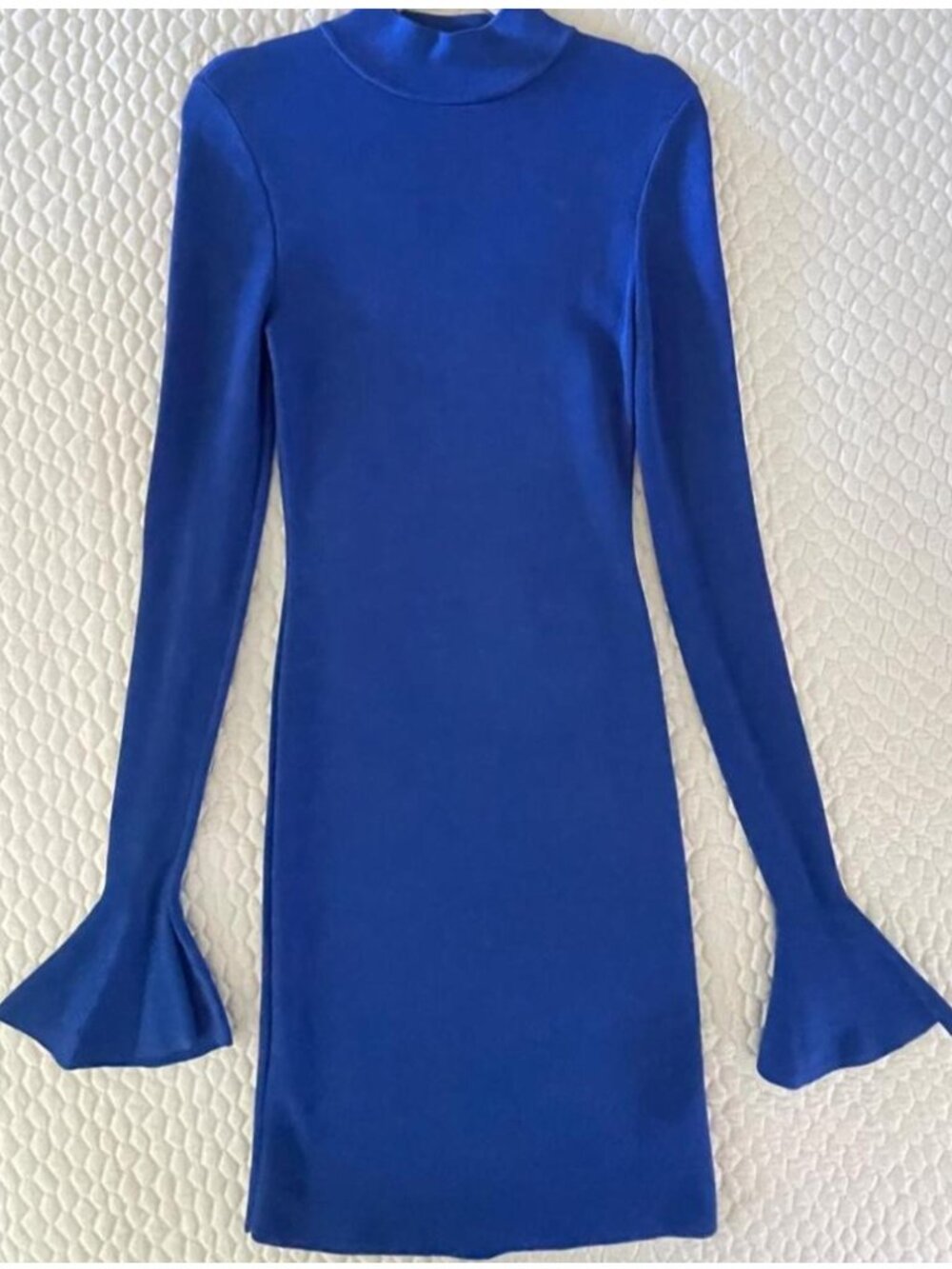 MICHAEL Michael Kors Royal Blue Mock Neck Bell Sleeve Sweater Dress – Size XS
